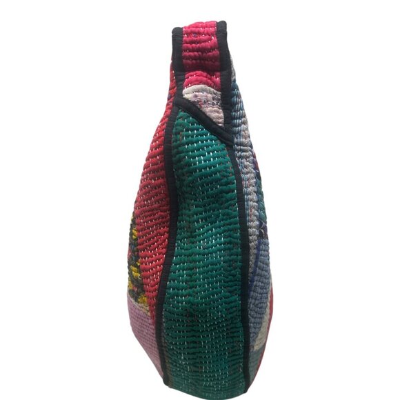 Namai Kantha Patchwork Quilted Crescent Crossbody Bag Zero Waste One of A Kind - Picture 7 of 11